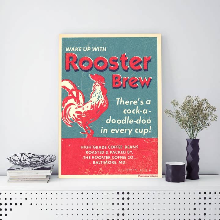 Matchbook A3 print: Rooster Brew for wholesale by Pennychoo