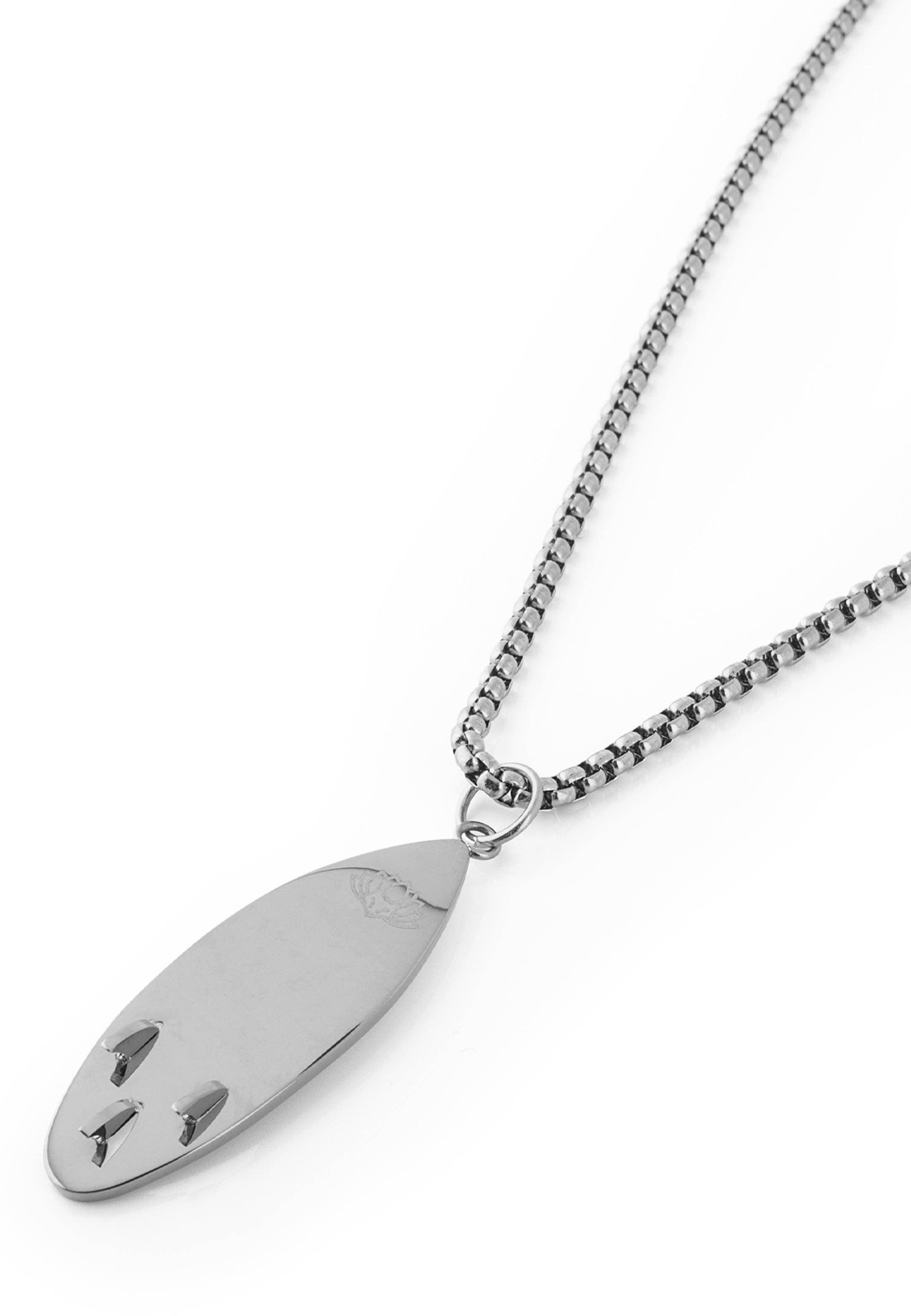 Blackskies – wholesale Pendant/charm necklace – Nalu Surf Board Pendant / Necklace Silver 70 cm2