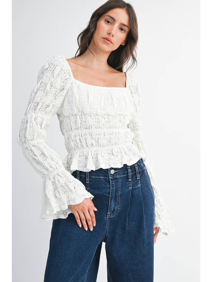 WHITE LACE BLOUSE TOP for wholesale by Camellia