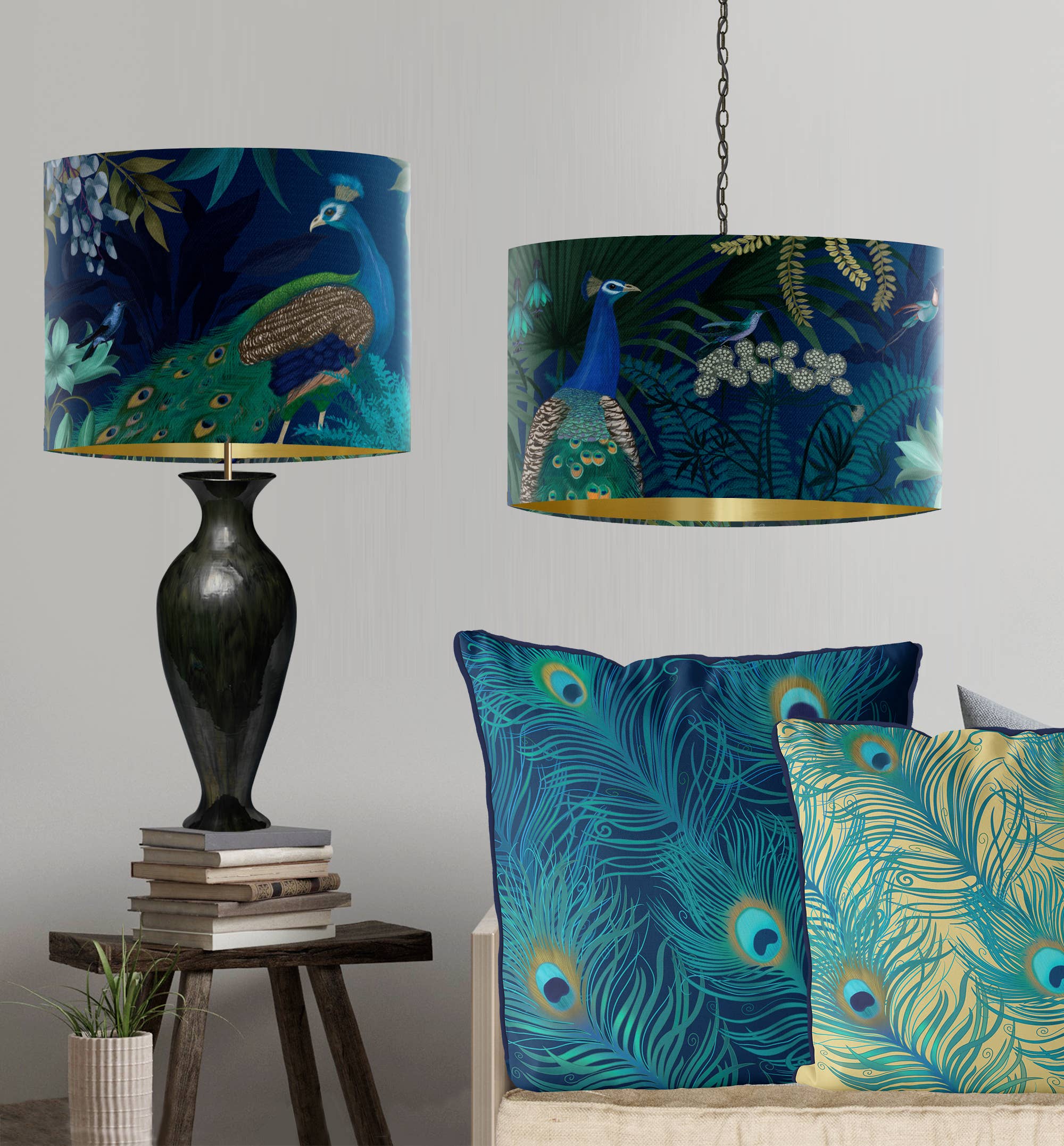 FabFunky Ltd - Wholesale Lamp Shade - Peacock Garden Lampshade Blue designer pack of 31