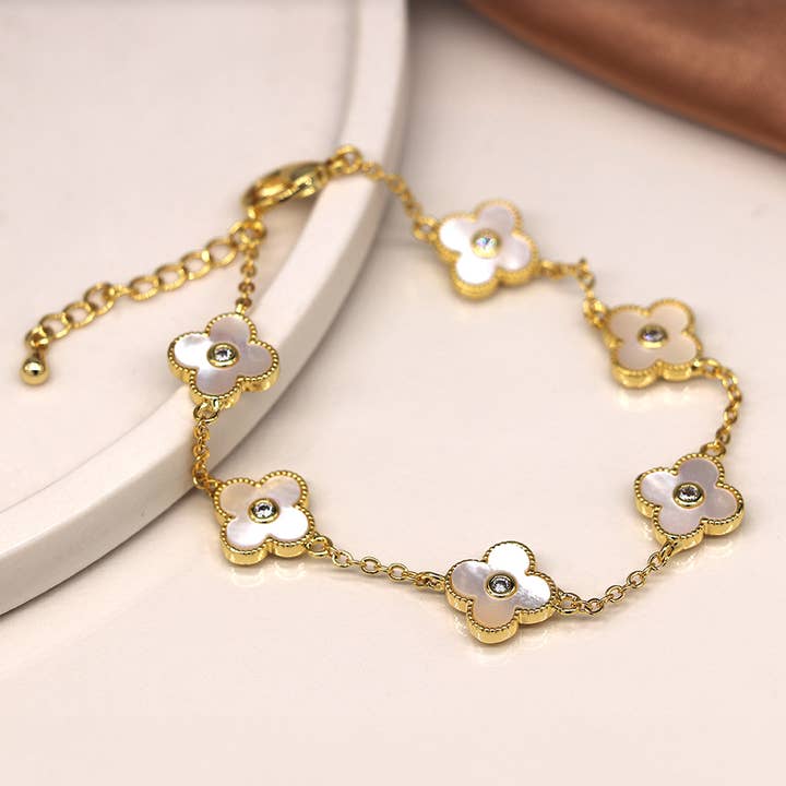 Golden Chain And Quatrefoil Bracelet for wholesale by Peace Of Mind