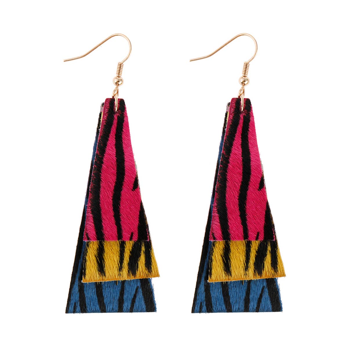 MYS Wholesale Inc - Wholesale Dangle Earrings - Animal Print Layered Leather Trapezoid Hook Earrings7