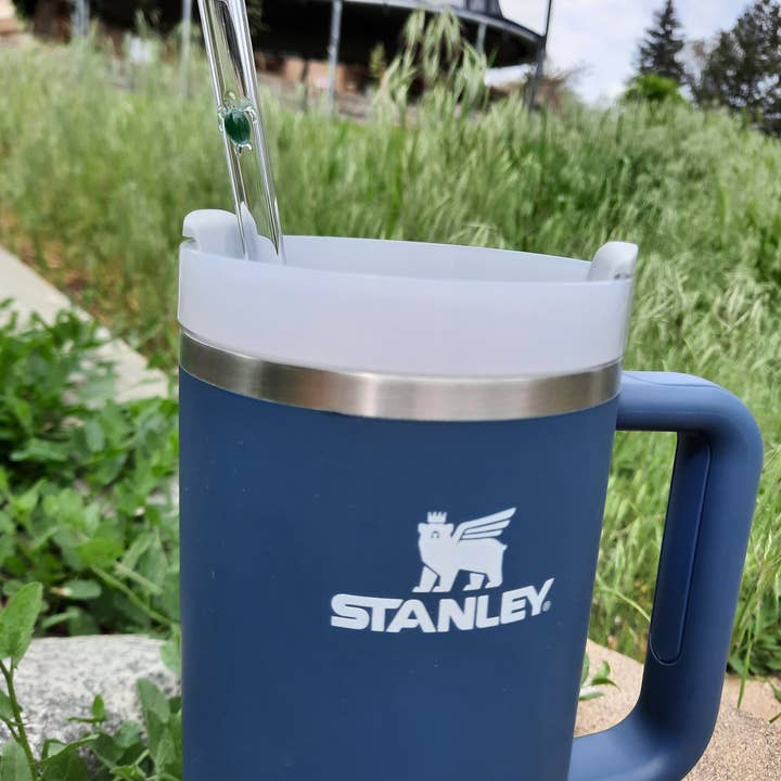 12 Inch Sea Turtle Glass Straw for 40-44 oz Cups for wholesale by DrinkingStraws.Glass LLC