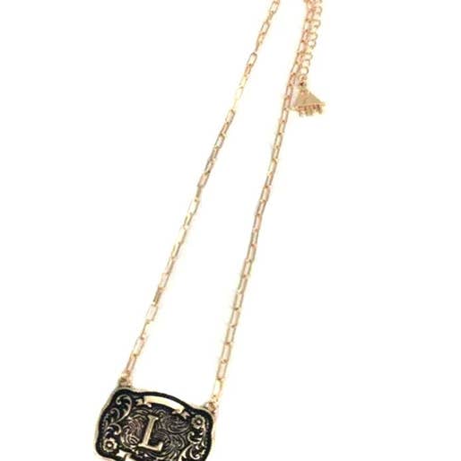 Snowing West - Wholesale Pendant/Charm Necklace - Western Belt Buckle Initial Necklace11