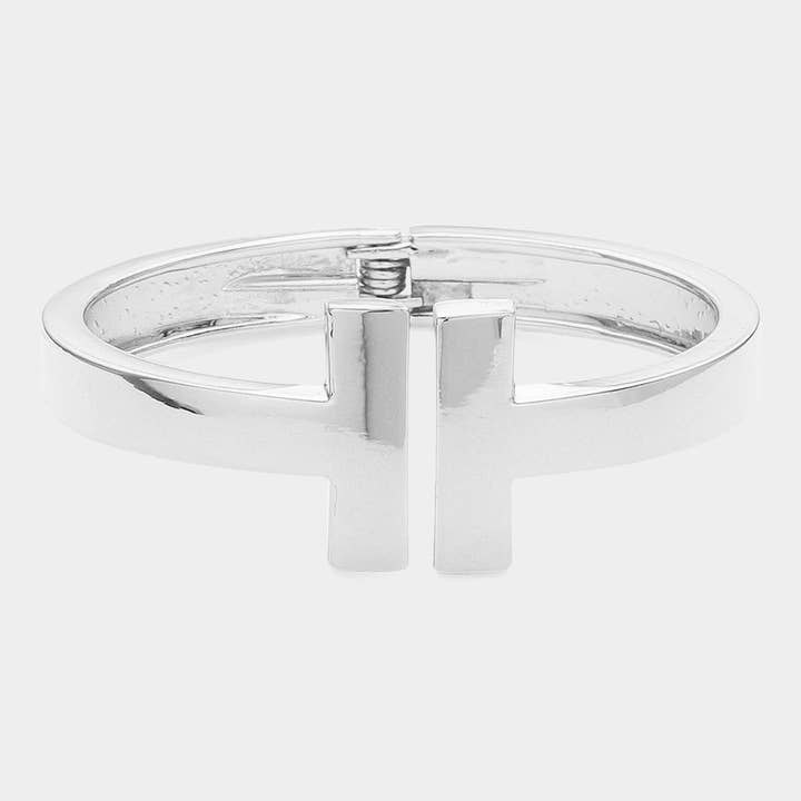 Sensibling Corp. - Vente Bracelet jonc - Bracelet à charnière géométrique en métal avec barre en T2