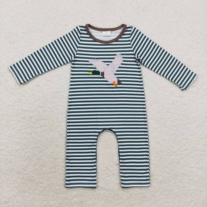 Aier Wholesale - Wholesale Jumpsuit – Baby - Sibling Baby Infant Boys Embroidery Hunting Long Sleeve Rompers4