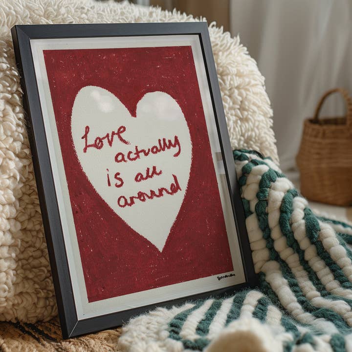 Love Actually Is All Around Oil Pastel Print for wholesale by Pink Giraffe Print Co