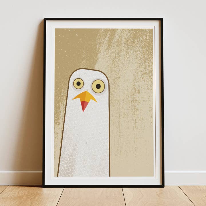 Nosy Seagull 1 - Retro print for wholesale by Mr Watson Design