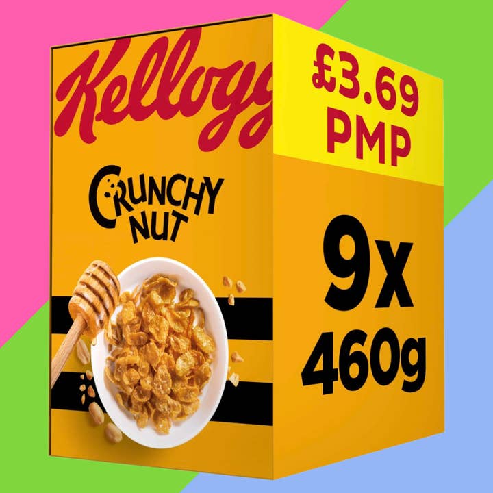 Kellogg's Crunchy Nut Breakfast Cereal 9x460g Boxes for wholesale by Gaffney's Sweets & Treats Wholesale
