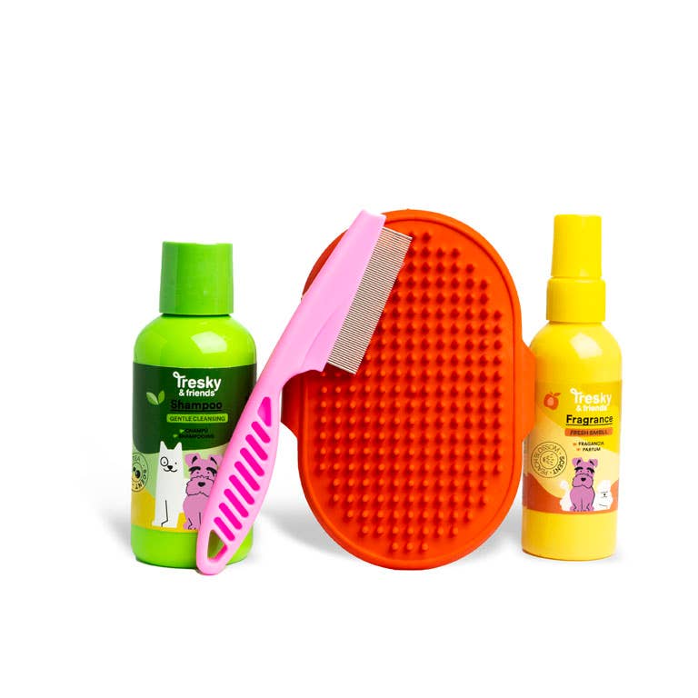 Aquarius Cosmetic SLU - Wholesale Pet Grooming Set - Dog - TRESKY & FRIENDS 4PCS GIFT SET1