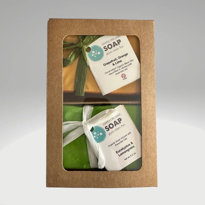 Coffret cadeau de deux savons biologiques pour la vente par Simply Organic Soap