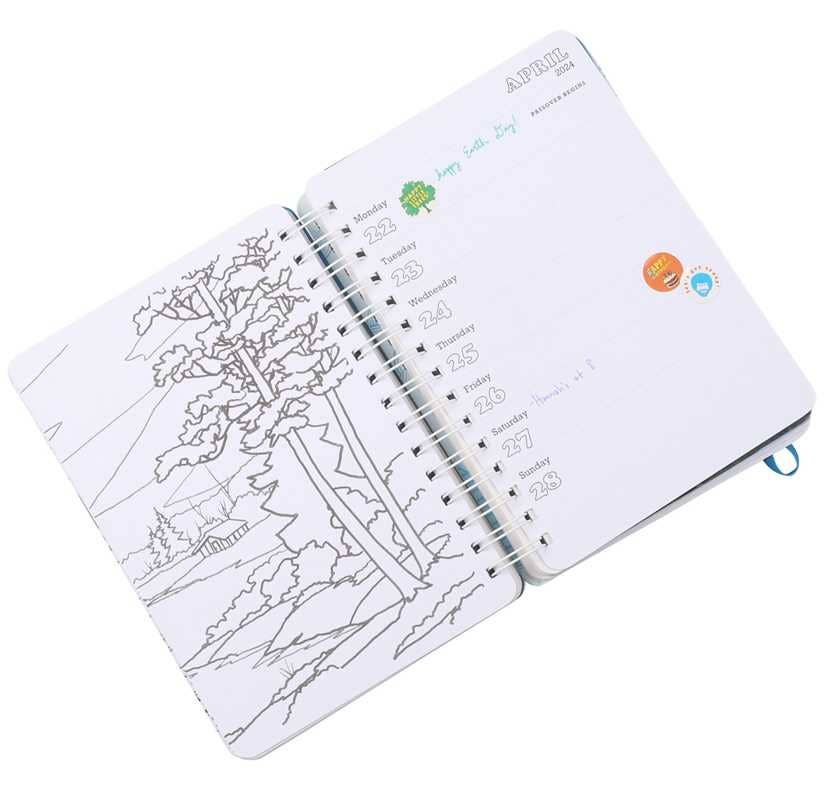 Simon & Schuster - Wholesale Coloring & Activity Book - Adult - Bob Ross Happy Little 18-Month Coloring Planner by Editors of Thunder Bay Press3