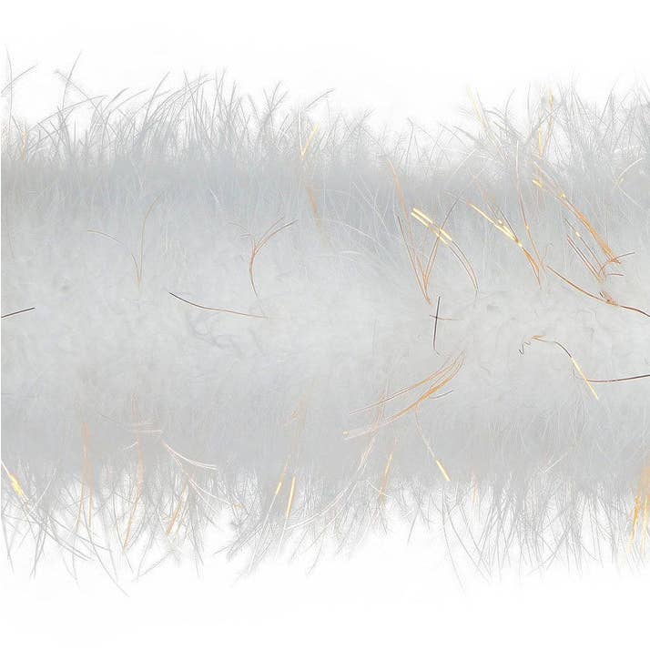 Zucker Feather Products - Venta al por mayor Plumas - Boa marabú con lúrex, peso medio, lúrex blanco/dorado