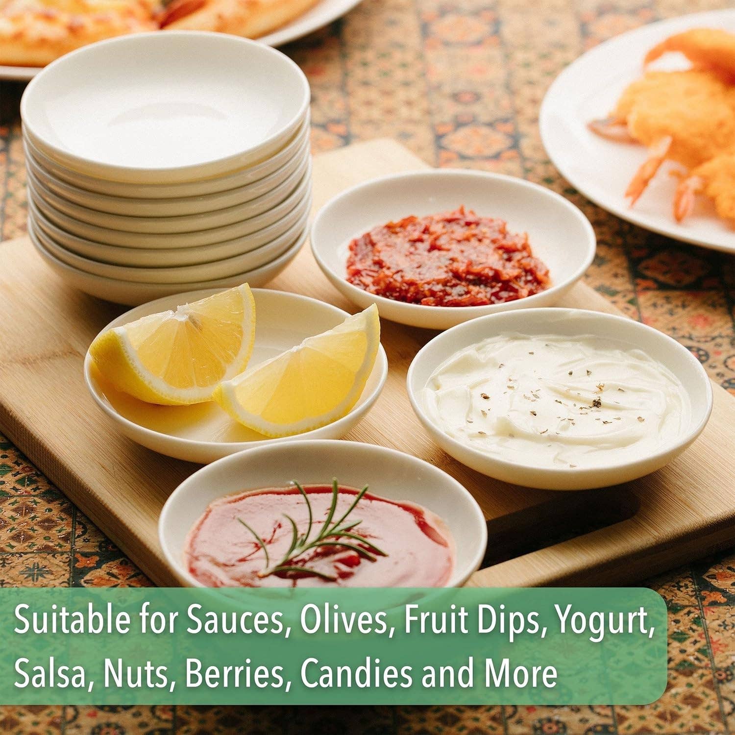 Brew To A Tea – Engroshandel Skål til krydderier/dip – BTaT Keramiske Dipskåle Sæt med 12, 3 Oz Hvide Skåle6