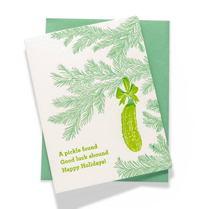 Christmas Pickle | Letterpress Greeting Card | Holiday for wholesale by Color Box Design & Letterpress