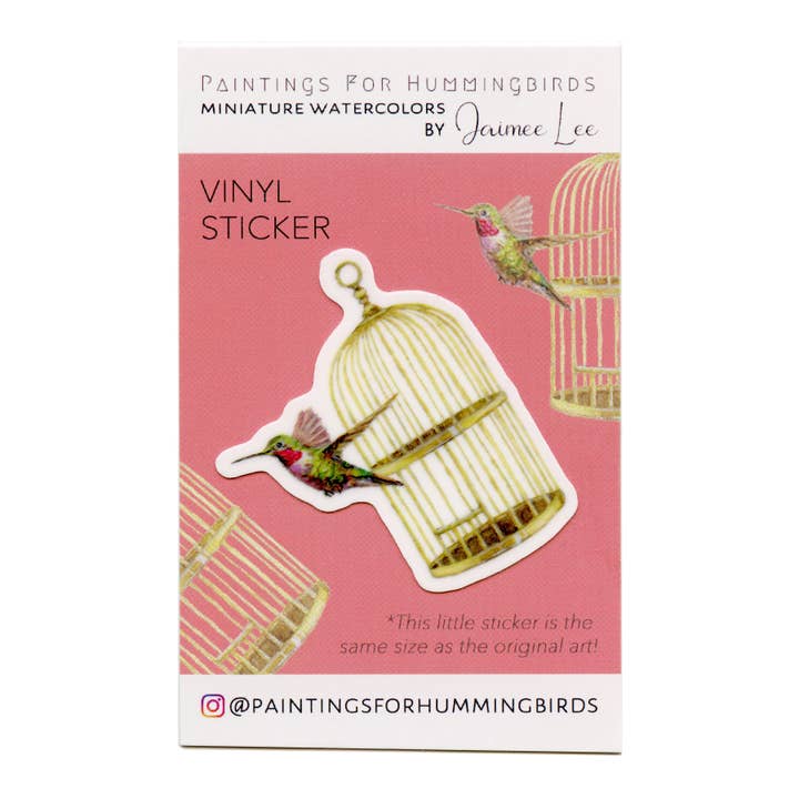 “Potter’s Hummingbird” Vinyl Sticker for wholesale by Paintings For Hummingbirds