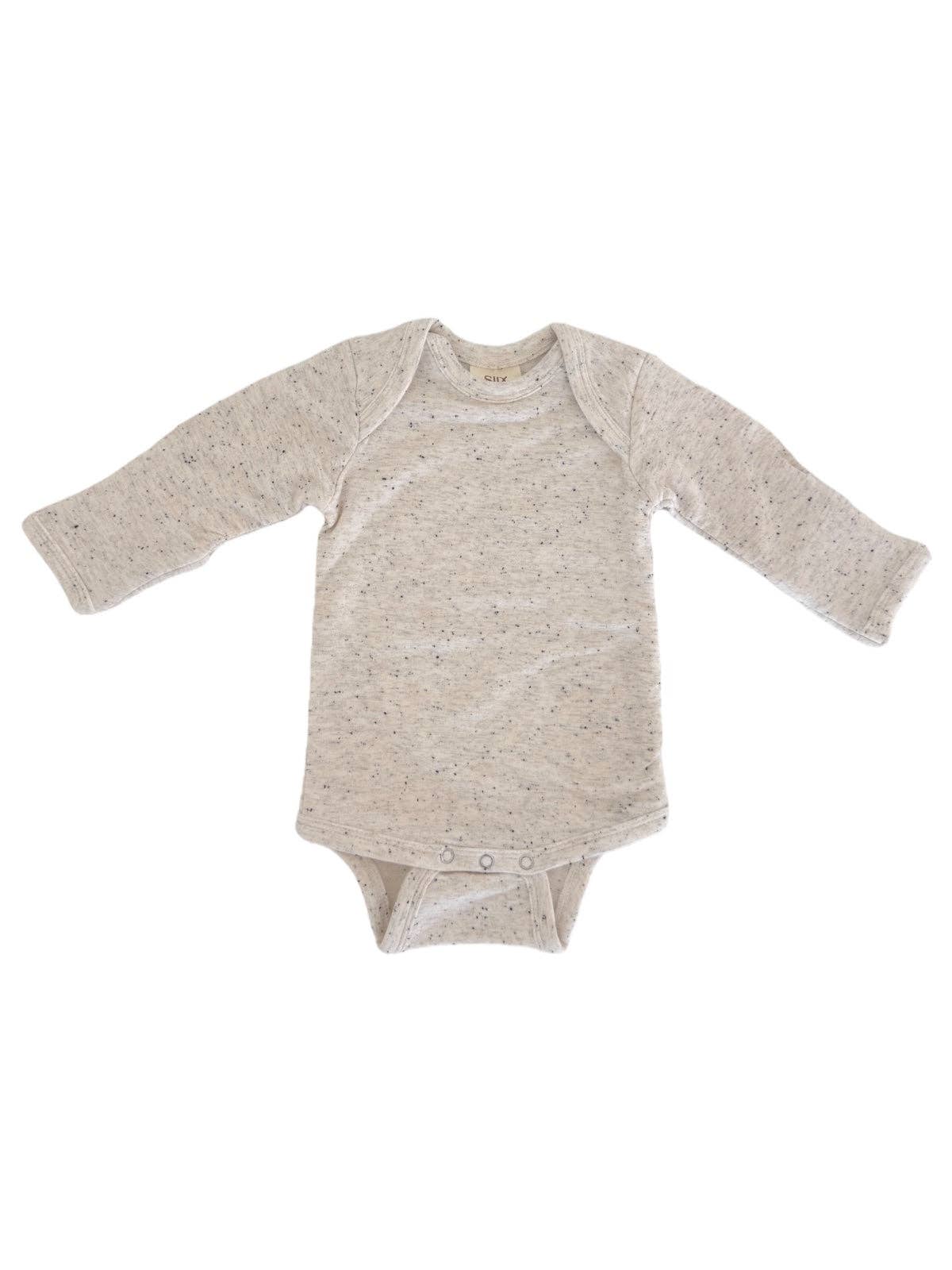 SIIX Collection - Wholesale Bodysuit (Non-Footed) - Baby - Dove Speckle / Long Sleeve Bodysuit1