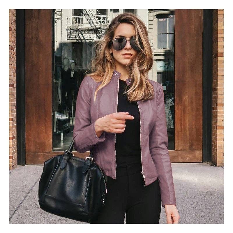 UZ Wholesale Store - Vendita all'ingrosso Giacca in pelle - Donna - Giacca elegante da uomo in pelle PU tinta unita4