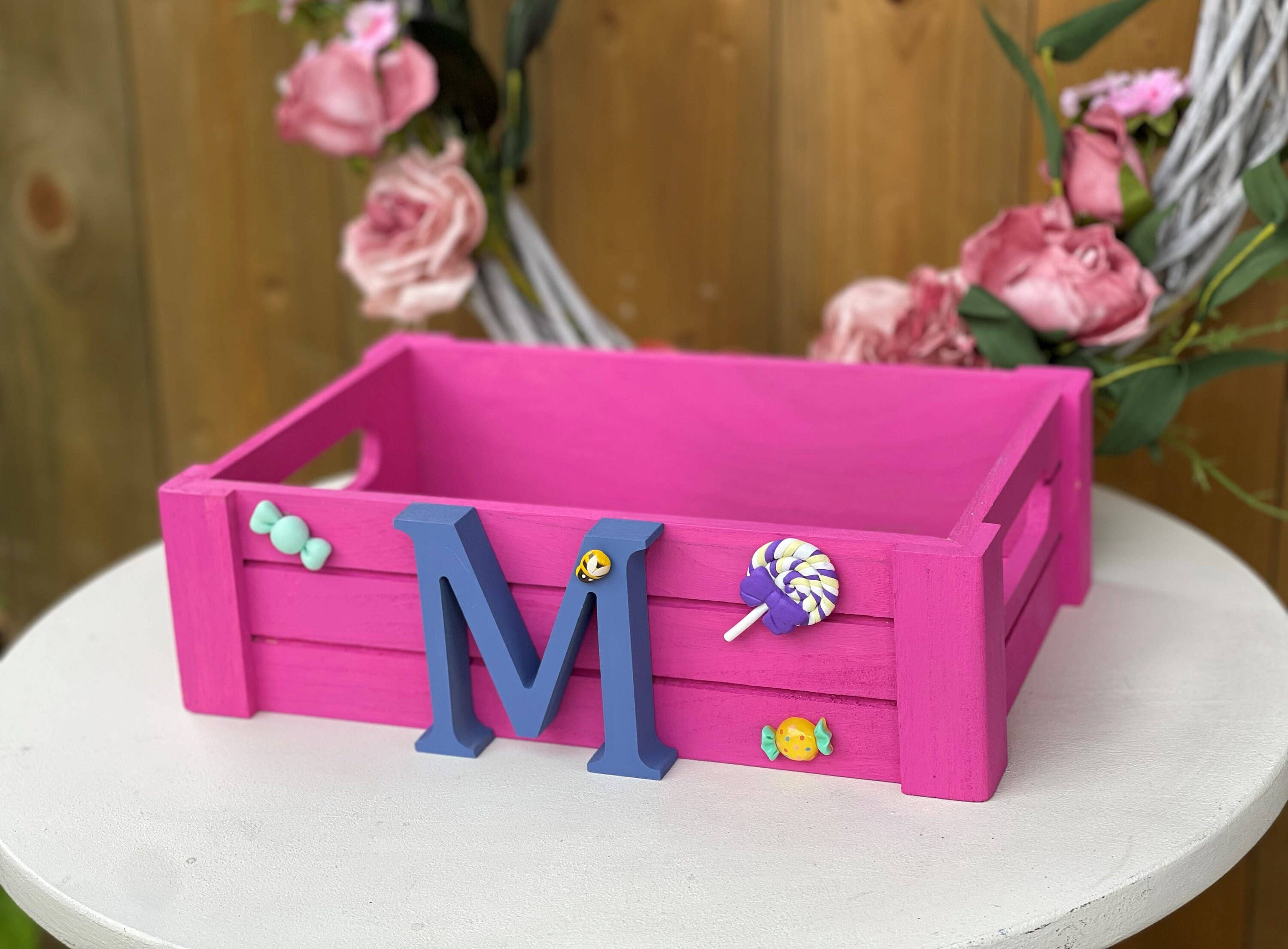 Rainbow Craft Studio – wholesale Decorative box – Personalised small wooden letter box / crate book toy teddy memories4