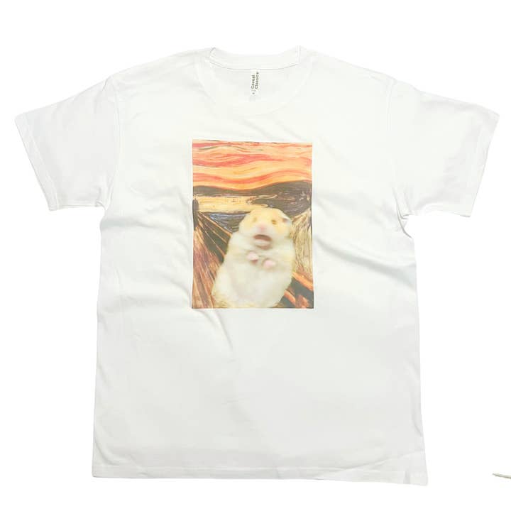 ZZZEBRAAA LIMITED - Wholesale T-Shirt (Graphic) - Unisex - The Scream Hamster Meme T-Shirt Vintage Meme Edvard Munch