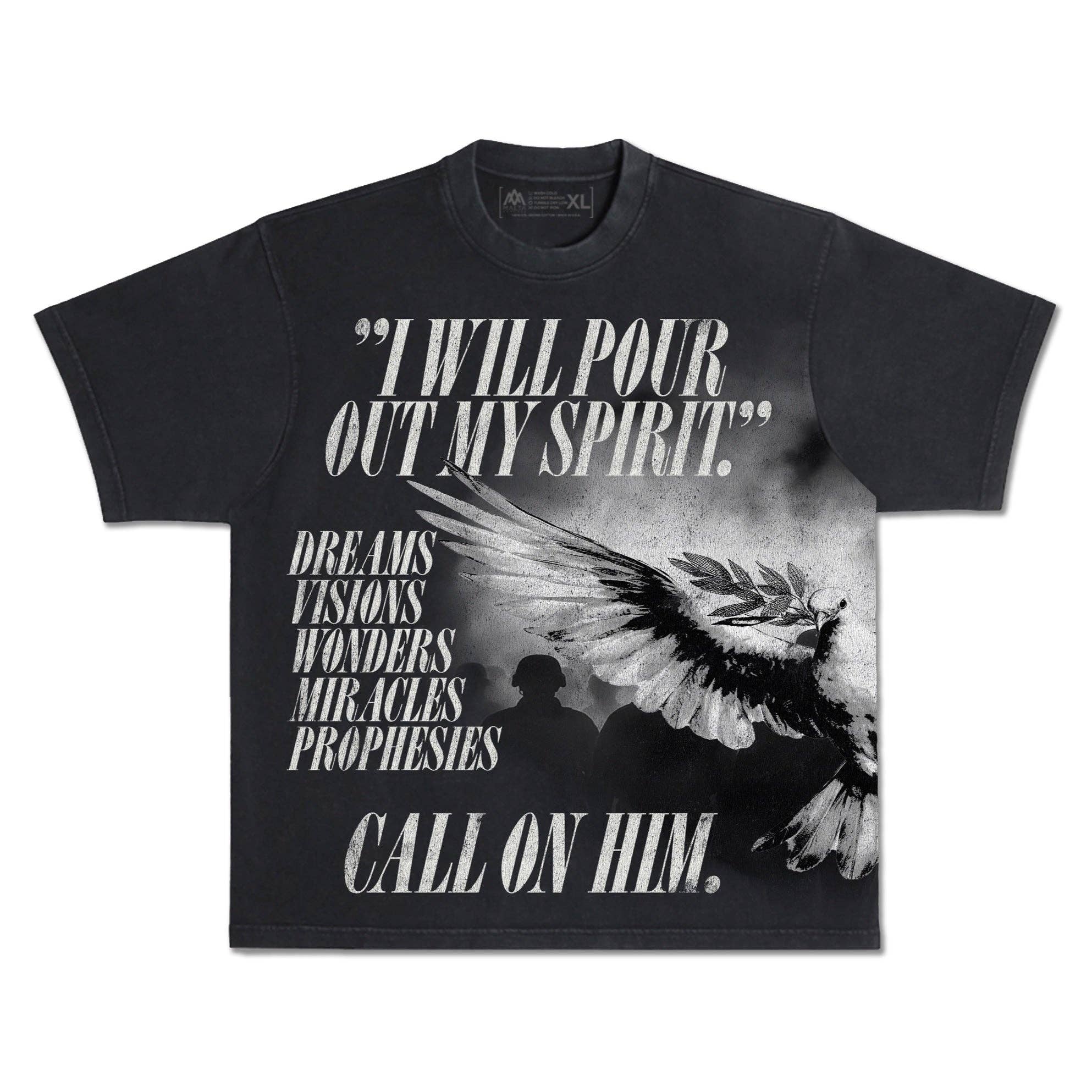 Malta Apparel LLC - Wholesale Screen Printed T-Shirt - Unisex - Holy Spirit [Dove] Wrap-Around Tee (Oversized Fit)1