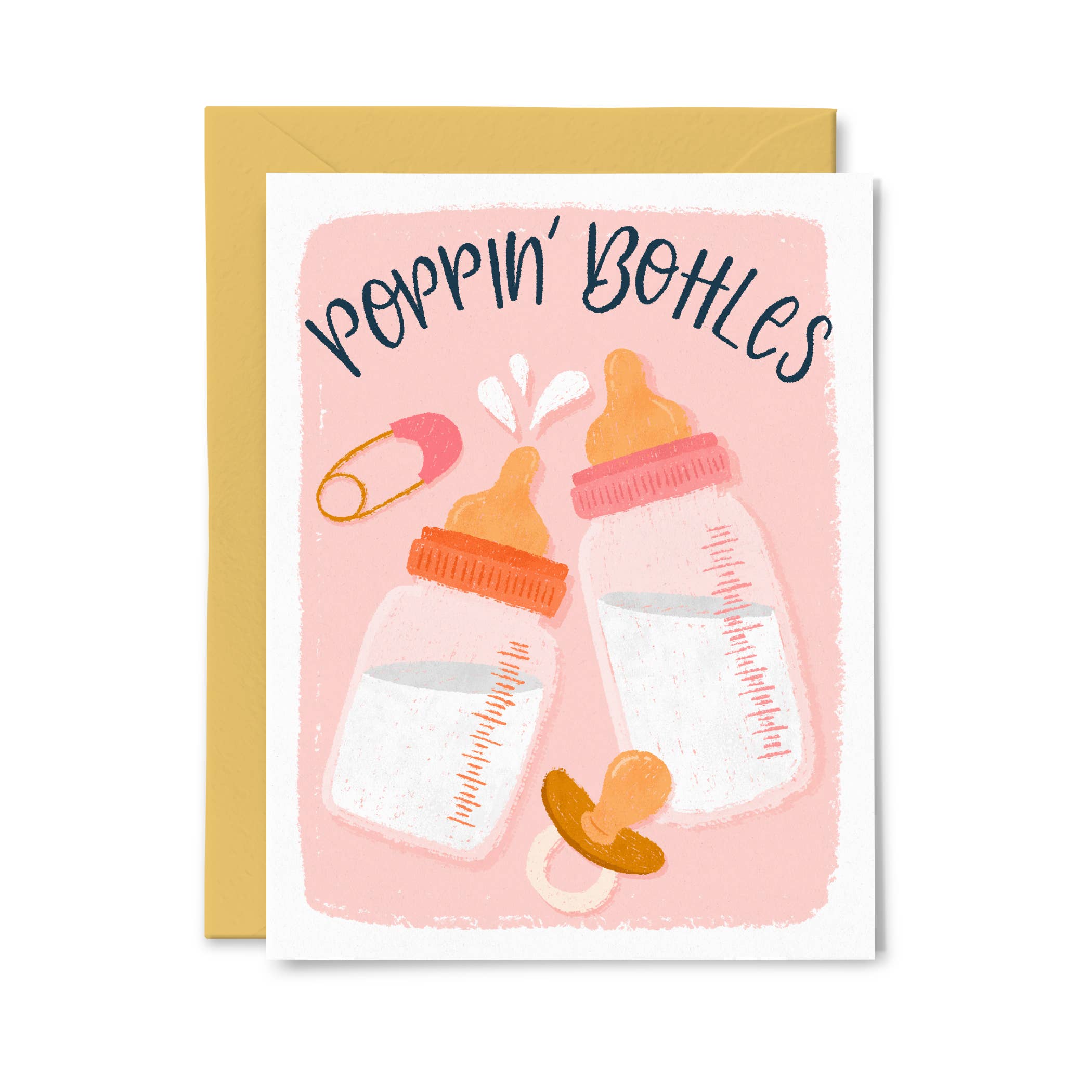 Paper Bunny Press - Wholesale Babykaartje - Poppin' Bottles | Gefeliciteerd nieuwe baby | Grappige babykaart