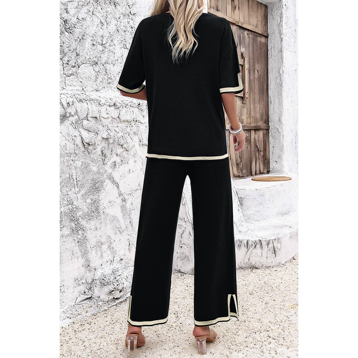 Supreme Fashion - Wholesale Top & Pant Set (NOT Loungewear) - Women's - Two Pieces Outfits Knit Short Sleeve Wide Leg Lounge Sets16