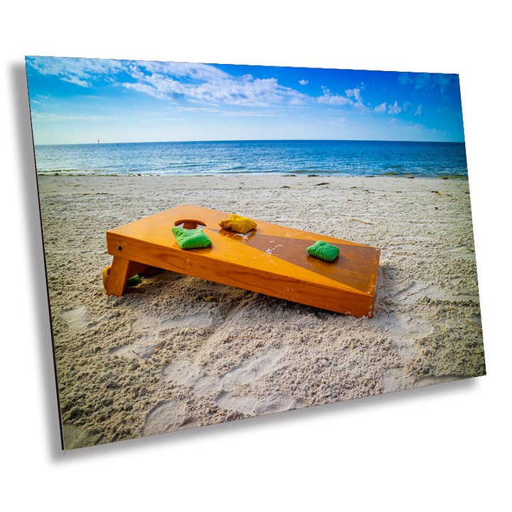 Beach Games Galore: Cornhole on the Beach Seascape Photography Beach Wall Art Travel Canvas Print for wholesale by Images By Cheri