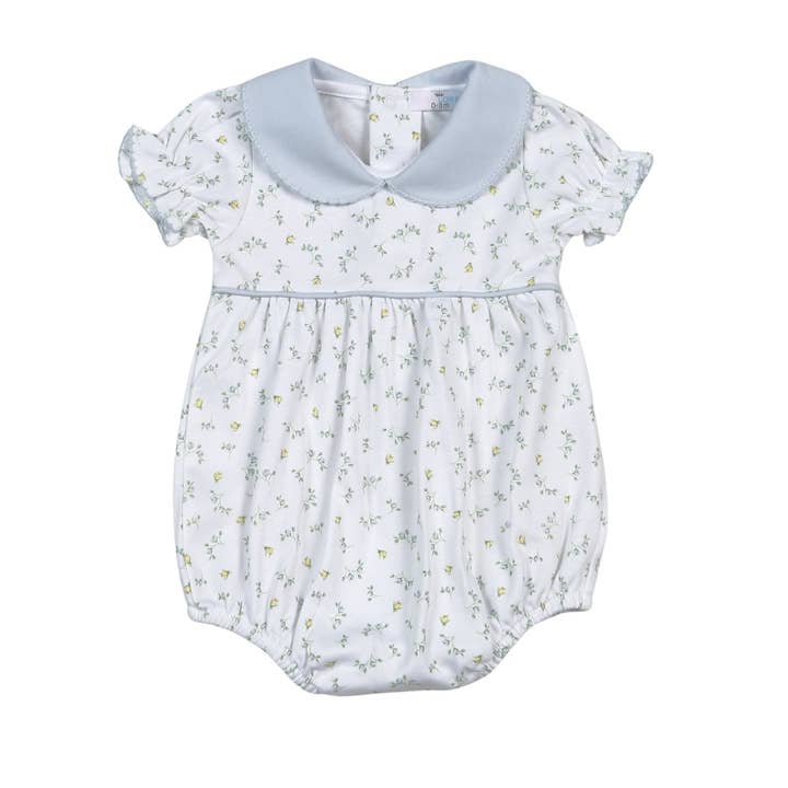 MIA-030 Mia Blue Floral Pima Short Sleeves Bubble for wholesale by Baby Loren