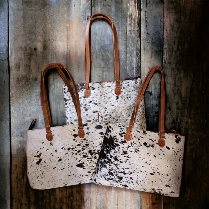 Ranch Junkie - Wholesale Tote Bag - Women's - Genuine Cowhide Large Tote Highlands Black Cowhide Tote