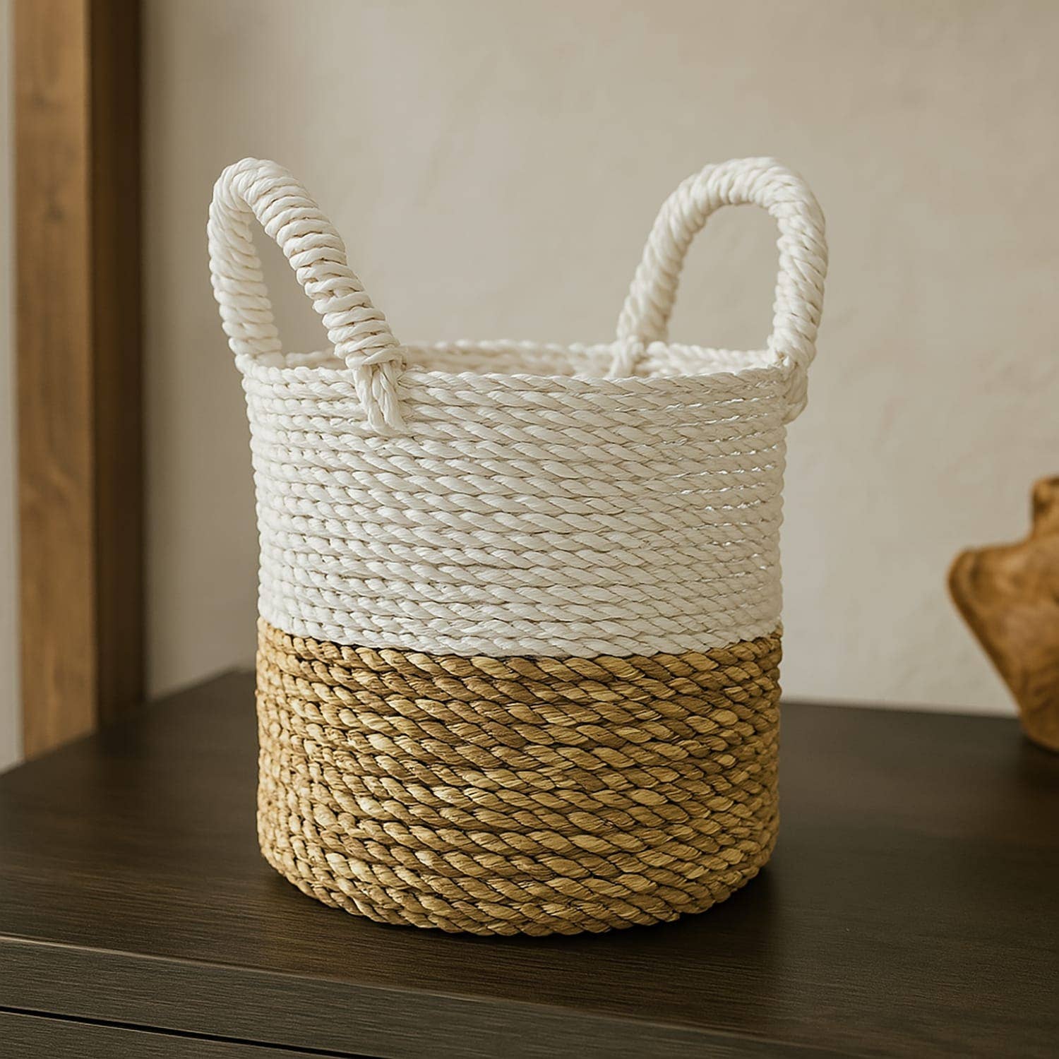 Etnico del Mondo - Venta al por mayor Cestas - Juego de 3 Cestas de Algas Tejidas a Mano con Asa #24