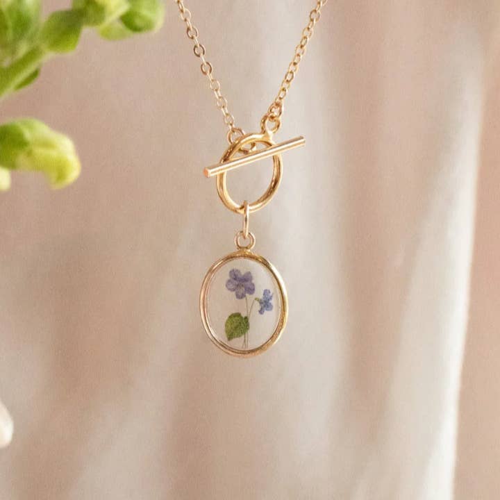 Bloom Birth Flower Necklace Toggle (All 12 Months) for wholesale by Emery and Opal