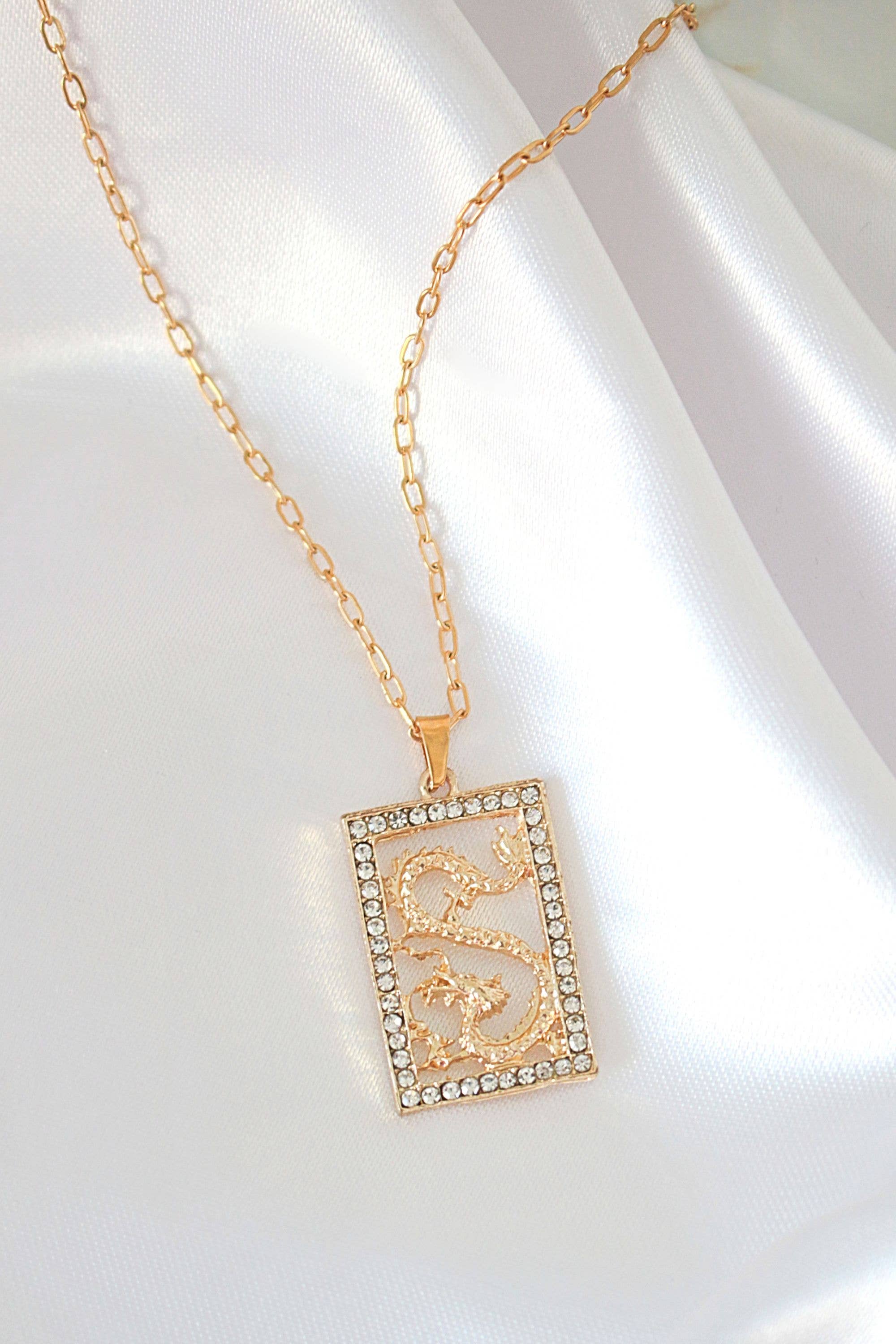 Divine Dulcet - Wholesale Pendant/Charm Necklace - 24 Karats Cubic Zirconia Chinese Dragon Necklace1