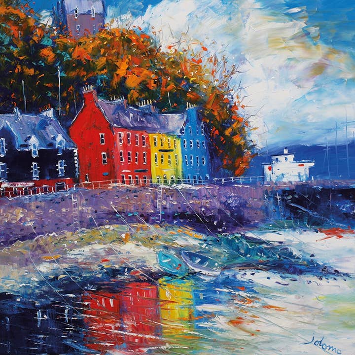 Jolomo Postkarte Herbstlichtreflexe Tobermory für den Großhandel von Island Blue Publishing
