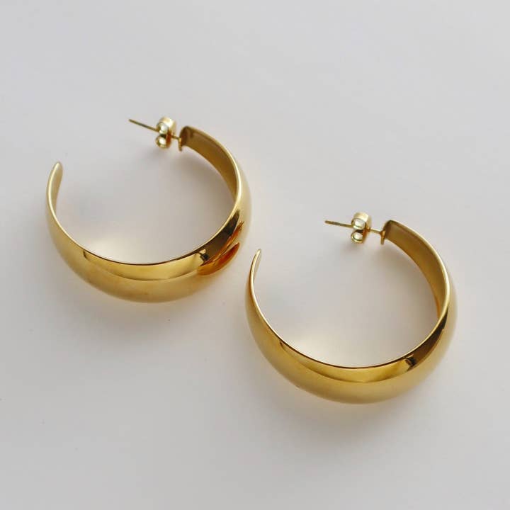 Gabi Hoops | Grandes Boucles d'Oreilles Miroir Épaisses pour la vente par JESSA Jewelry
