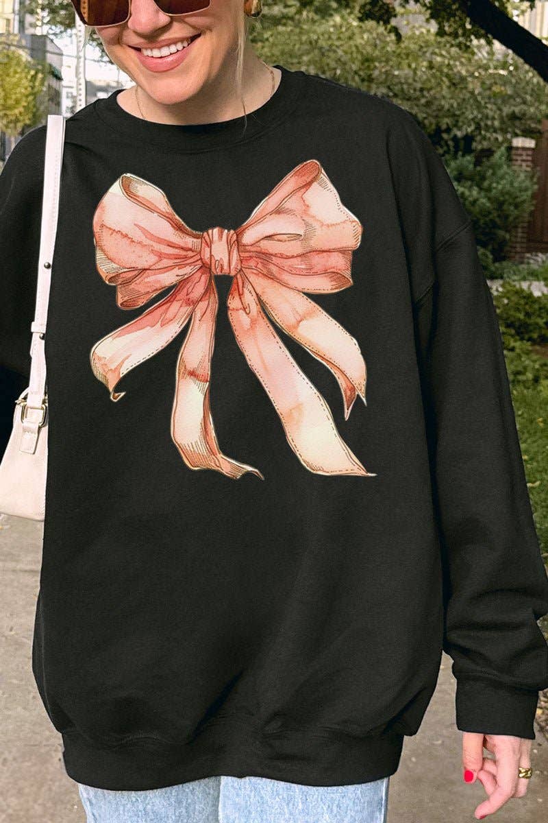 Wholesale Accessory Market - Wholesale Graphic Sweatshirt - Women's - Peach Watercolor Bow Unisex NuBlend Crew Sweatshirt0