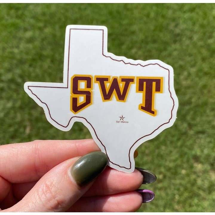 Logo en forme de Texas de l'Université d'État du Texas du Sud-Ouest pour la vente par Lucky Ladybug labs