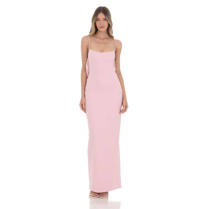 Vestido Maxi con Lazo en la Espalda en Rosa para venta al por mayor de Lucy In The Sky