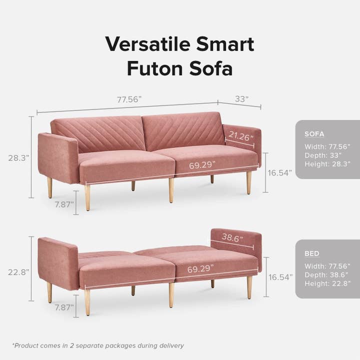 Old Rosa Red Velvet Chloe Futon Sofa Bed With Adjustable Back And Tapered Legs for wholesale on Faire2