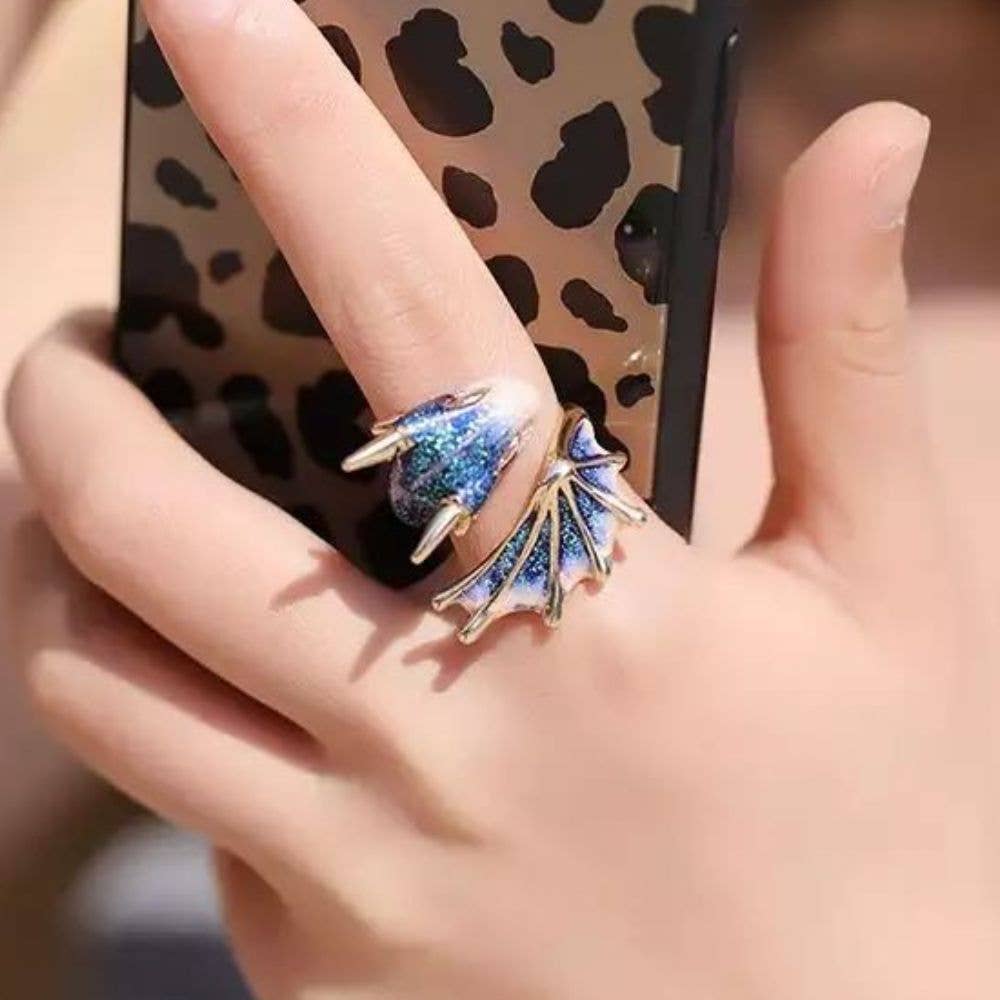 Ashlen - Wholesale Cocktail/gelegenheidsring - Aanpasbare emaille drakenring2