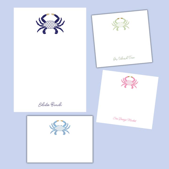 Chic Crab Post-It Notes | Customizable Beach Sticky Notes for wholesale by Design Carolinas