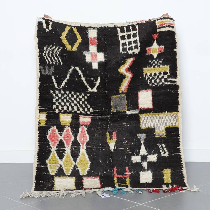 Tappeto Marocchino Astratto Nero – Tappeto Berbero Geometrico in Lana per la vendita all'ingrosso da parte di MUSMUSRUGS