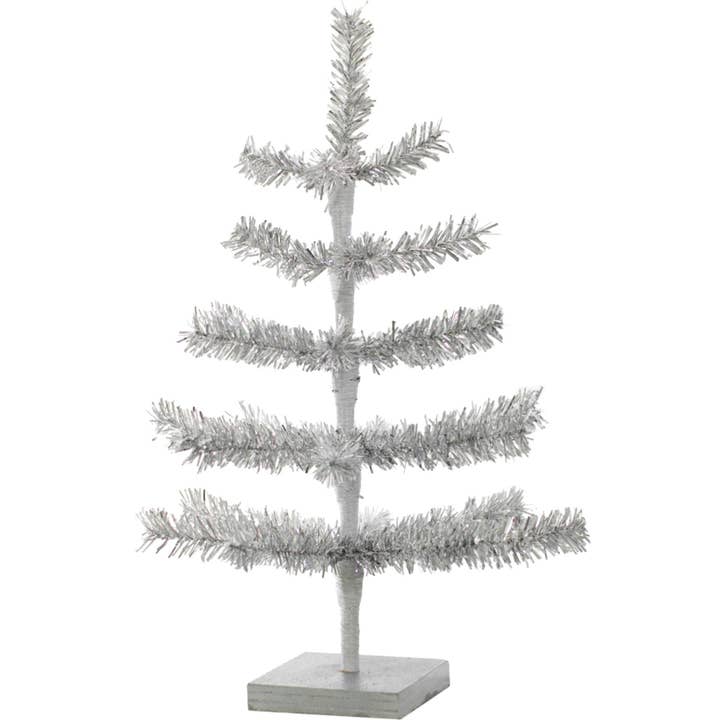 Lee Display – wholesale Christmas decoration – Silver Tinsel Tree with 1in Thin Brush