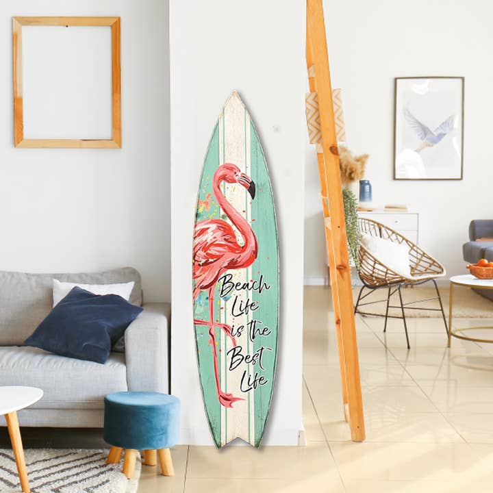 Jarmz Designs - Vendita all'ingrosso Decorazione da parete 3D - ACCENTO DA PARETE TAVOLA DA SURF VITA DA SPIAGGIA MIGLIORE FENICOTTERO3