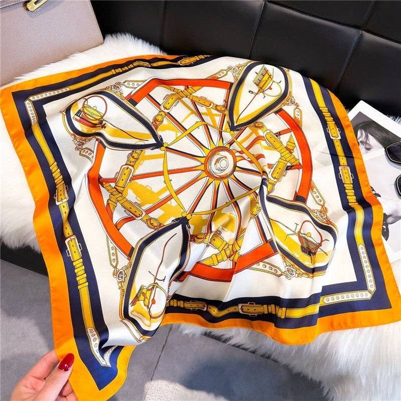FurDecoration - Wholesale Scarf - Women's - Satin Printed Square Scarf2