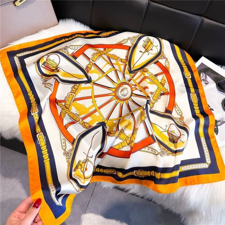 FurDecoration - Wholesale Scarf - Women's - Satin Printed Square Scarf2