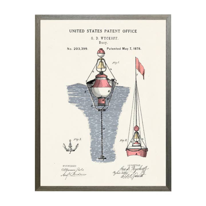 Brevetto per boa ad acquerello su sfondo chiaro per la vendita all'ingrosso da parte di Antique Curiosities Inc