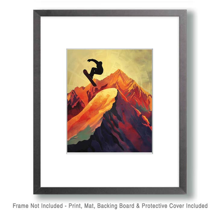 Mowbi – wholesale Art print – Impressionist Snowboarder – 8″x10″ Wall Art Print – Mowbi’s Ski & Snowboard Collection