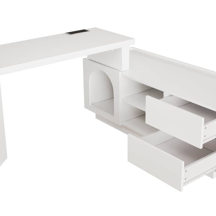 Urban Meuble - Wholesale Desk Set - Modular white corner desk with pet nook and storage CIRRUSLAIR8