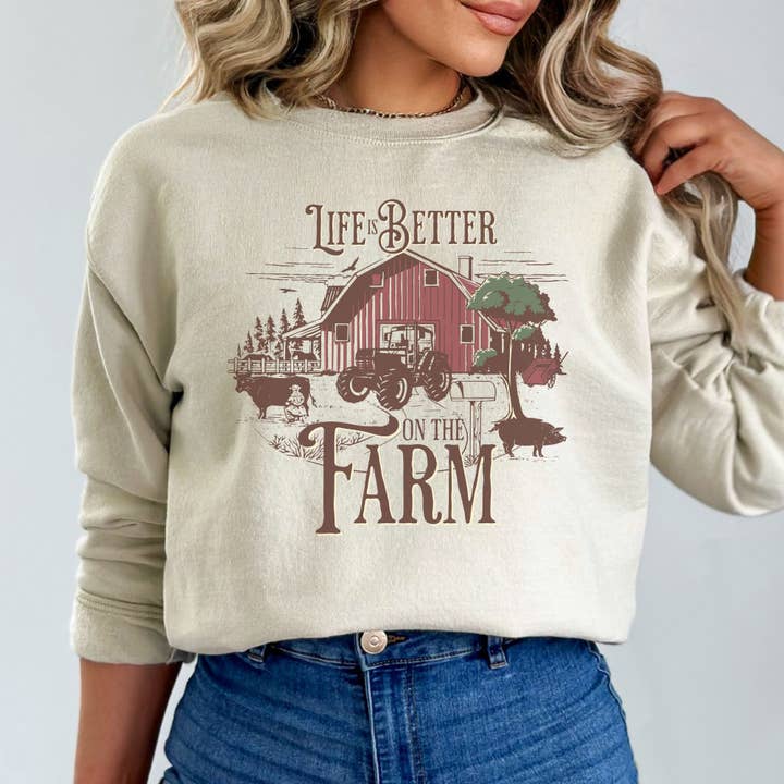 Life Is Better On The Farm Crewneck Sweatshirt for wholesale by Sweet party Place